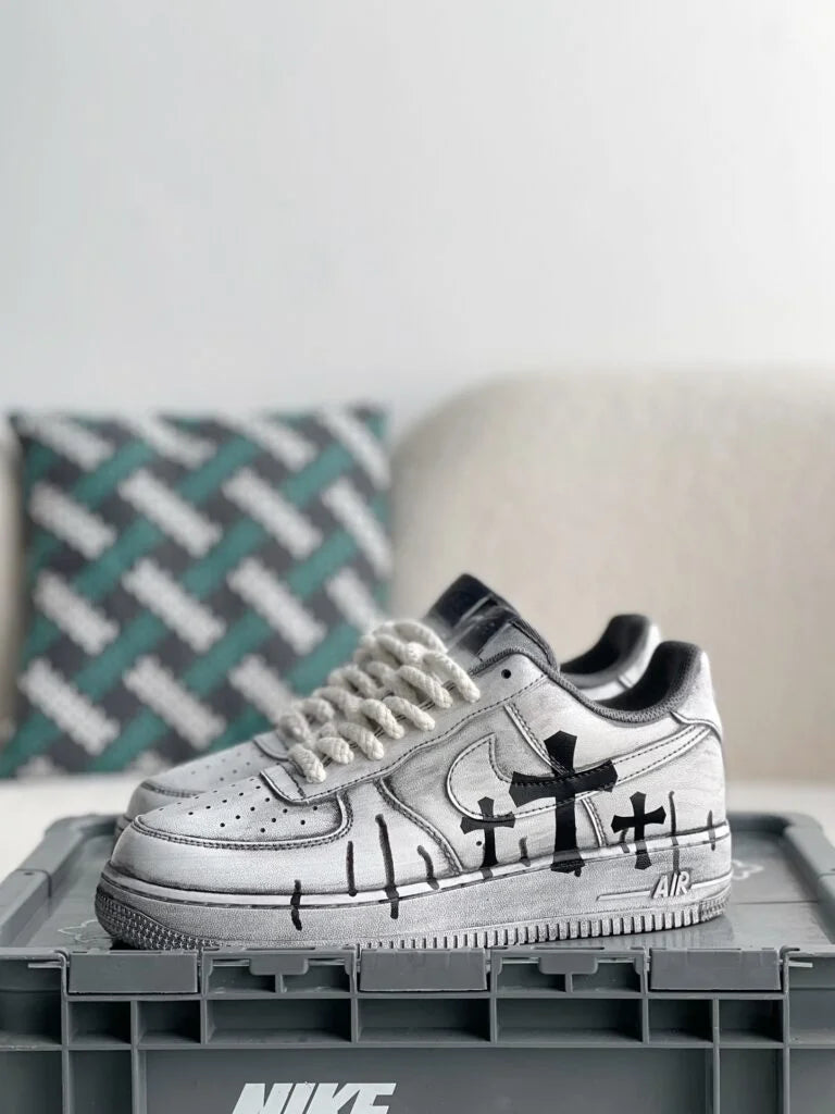 Chrome Hearts x Nike Air Force 1 White Grey Sneakers