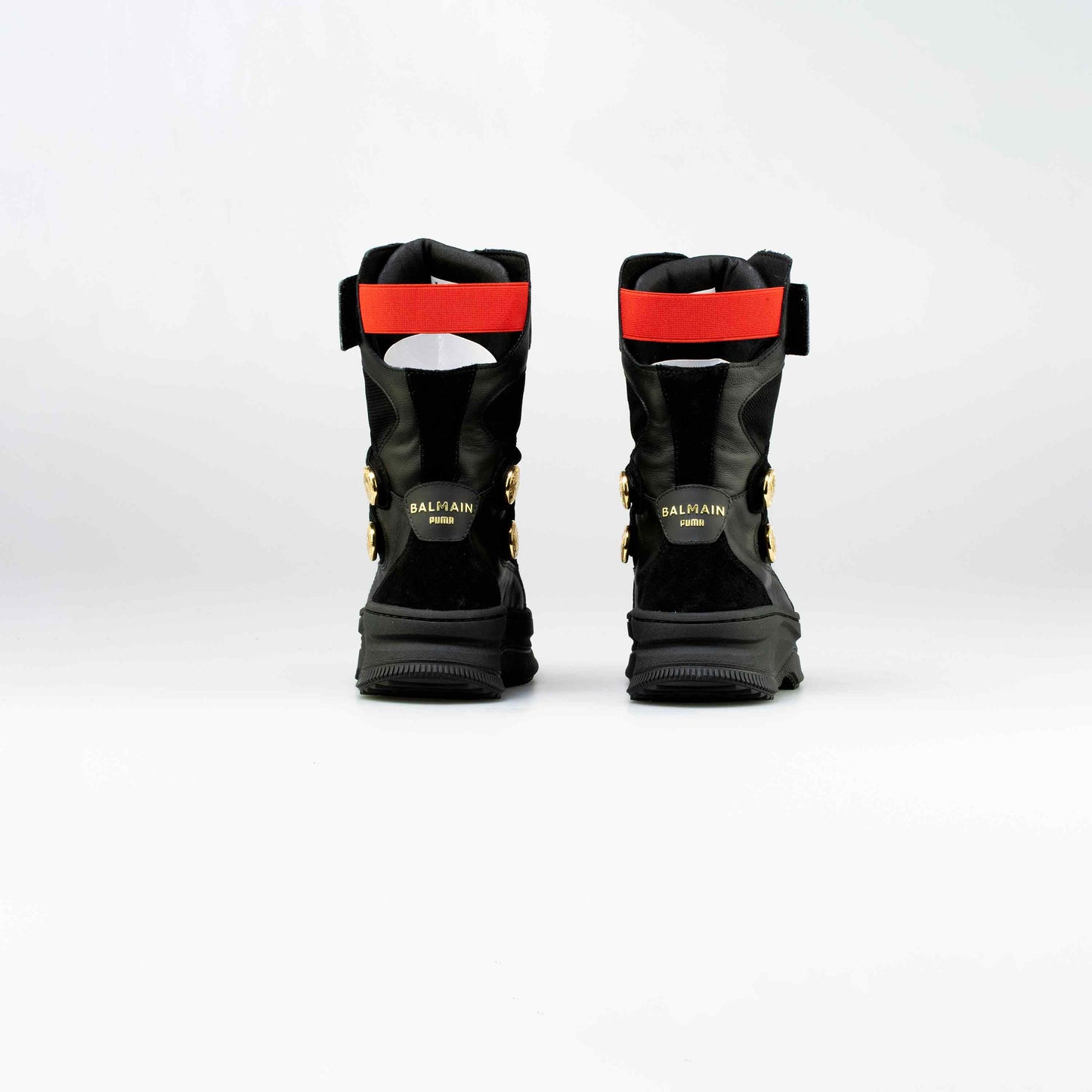 Balmain X Puma Deva Womens Lifestyle Boots Black Gold Red