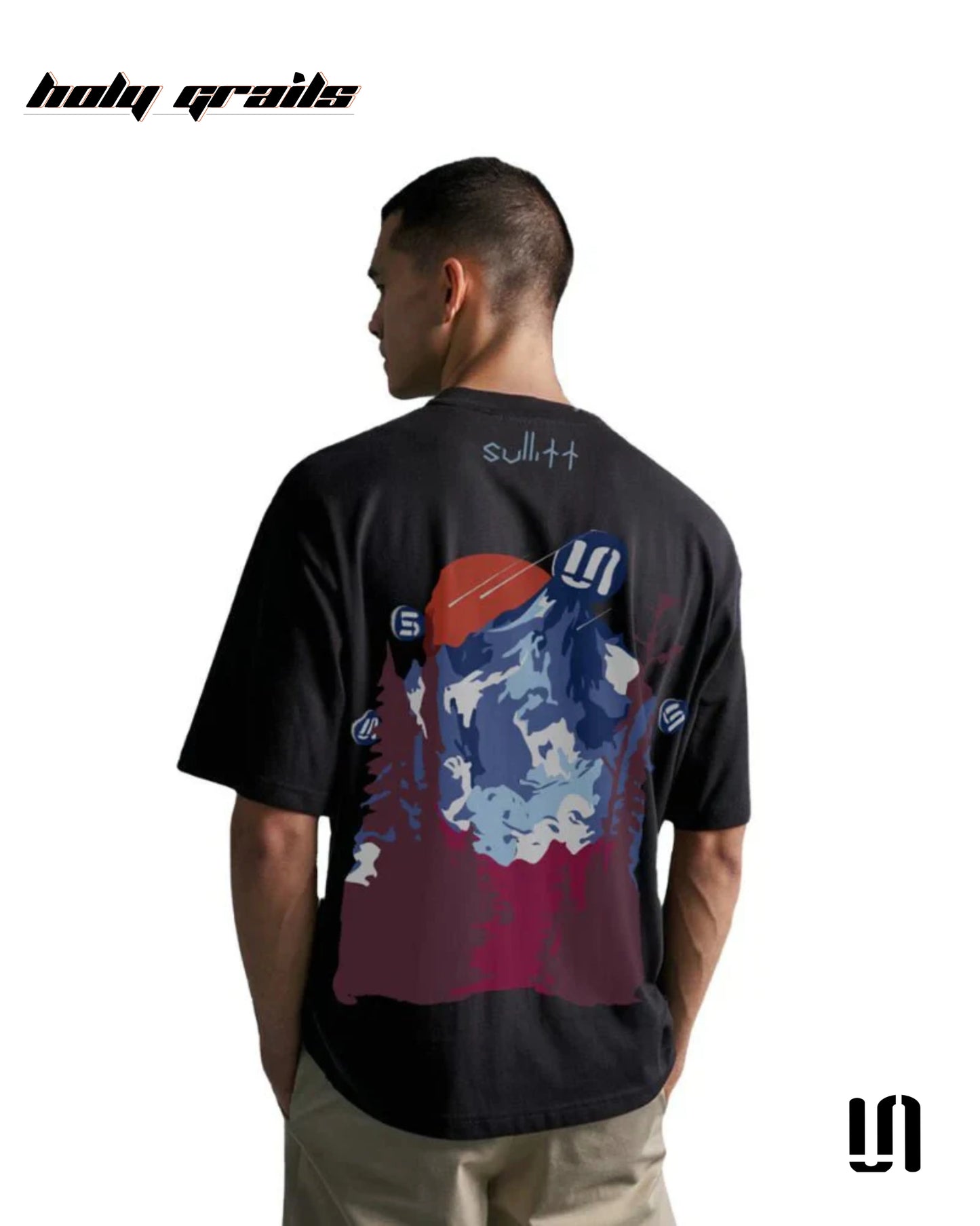 Dawning Mountain Black Oversized Tee HG x Sullitt