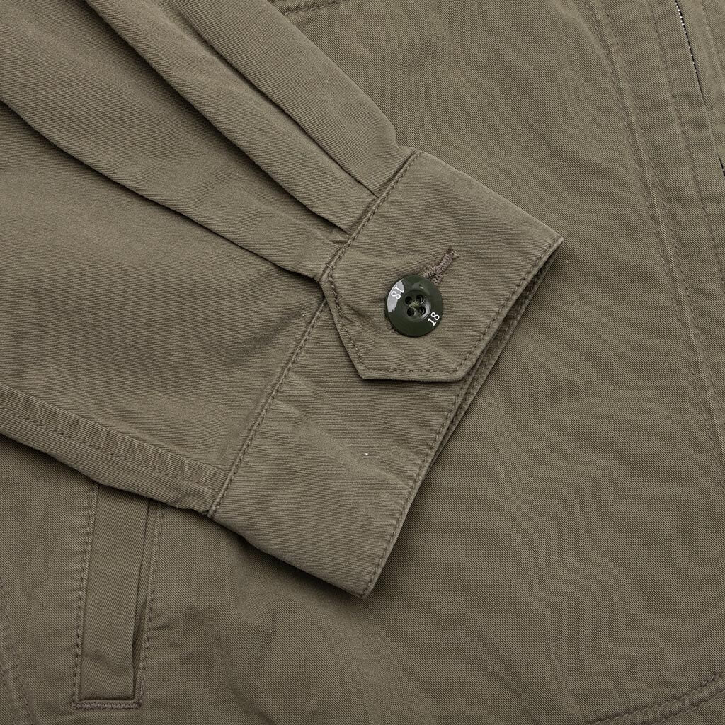 Washed Zip Work Jacket Olive Drab
