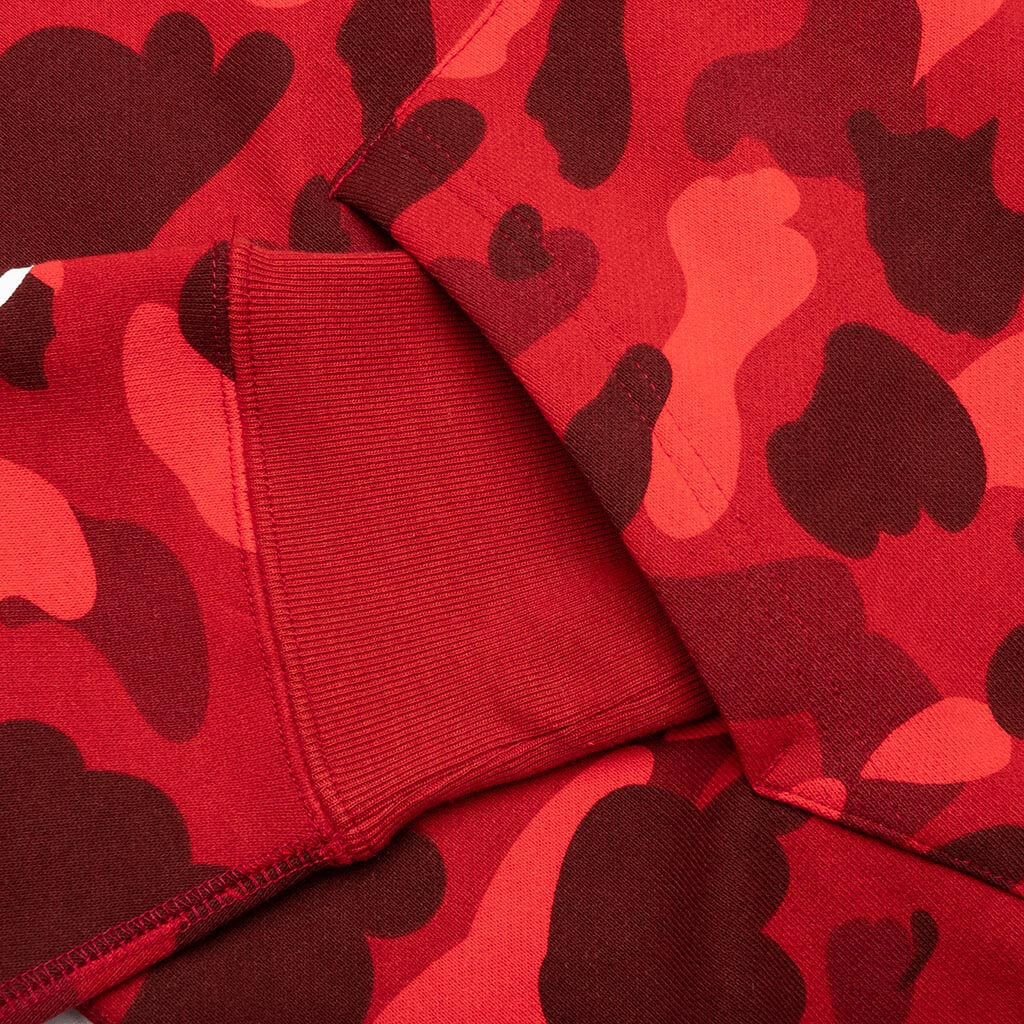 Color Camo Shark Pullover Hoodie Red