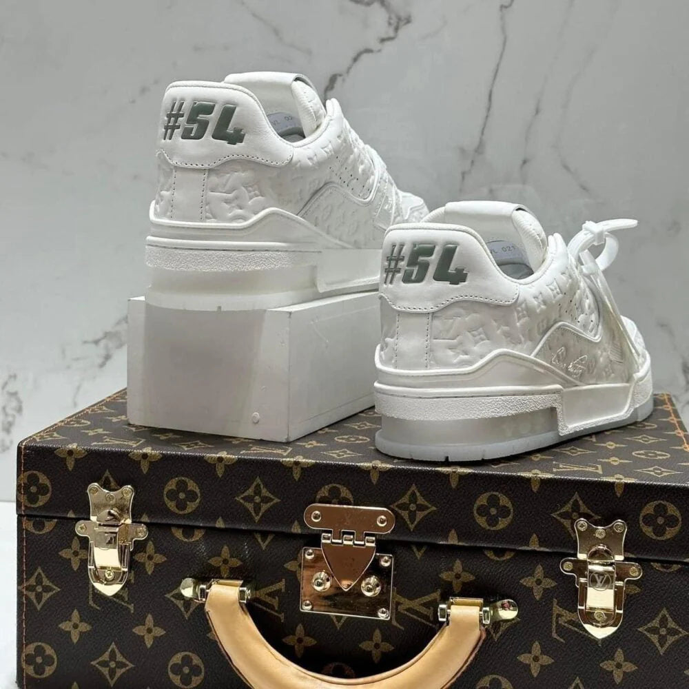 Louis Vuitton LV Trainer Sneaker Triple White Monogram Embossed Edition