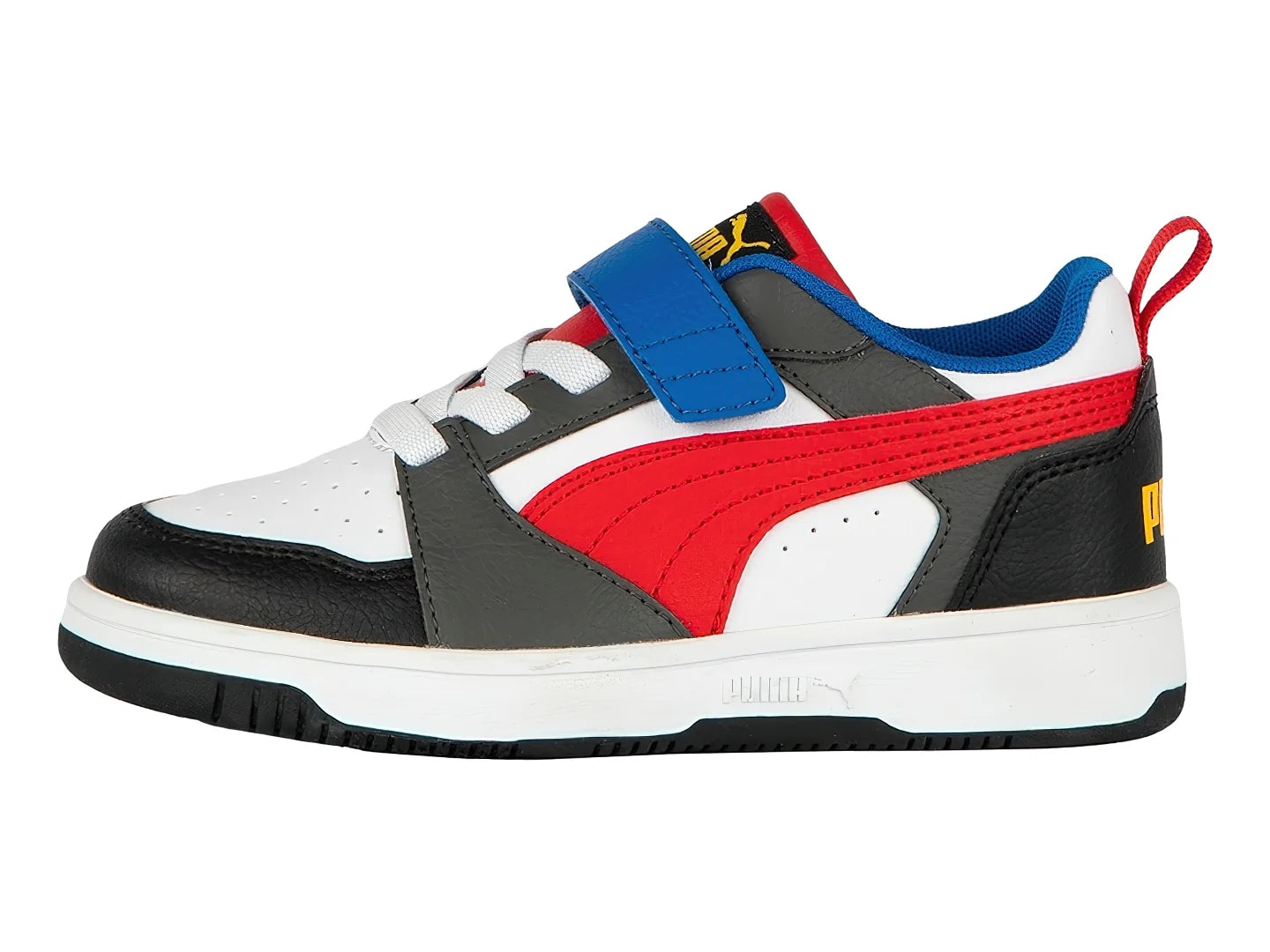 Tenis PUMA Rebound V6 Lo ACPS Blanco y Rojo para Niño