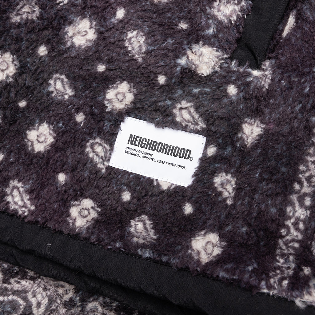 Bandana Pattern Fleece Jacket Black