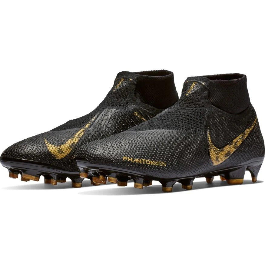 Nike Phantom Vision Elite DF FG Firm Ground Mens Soccer Cleats Black Gold