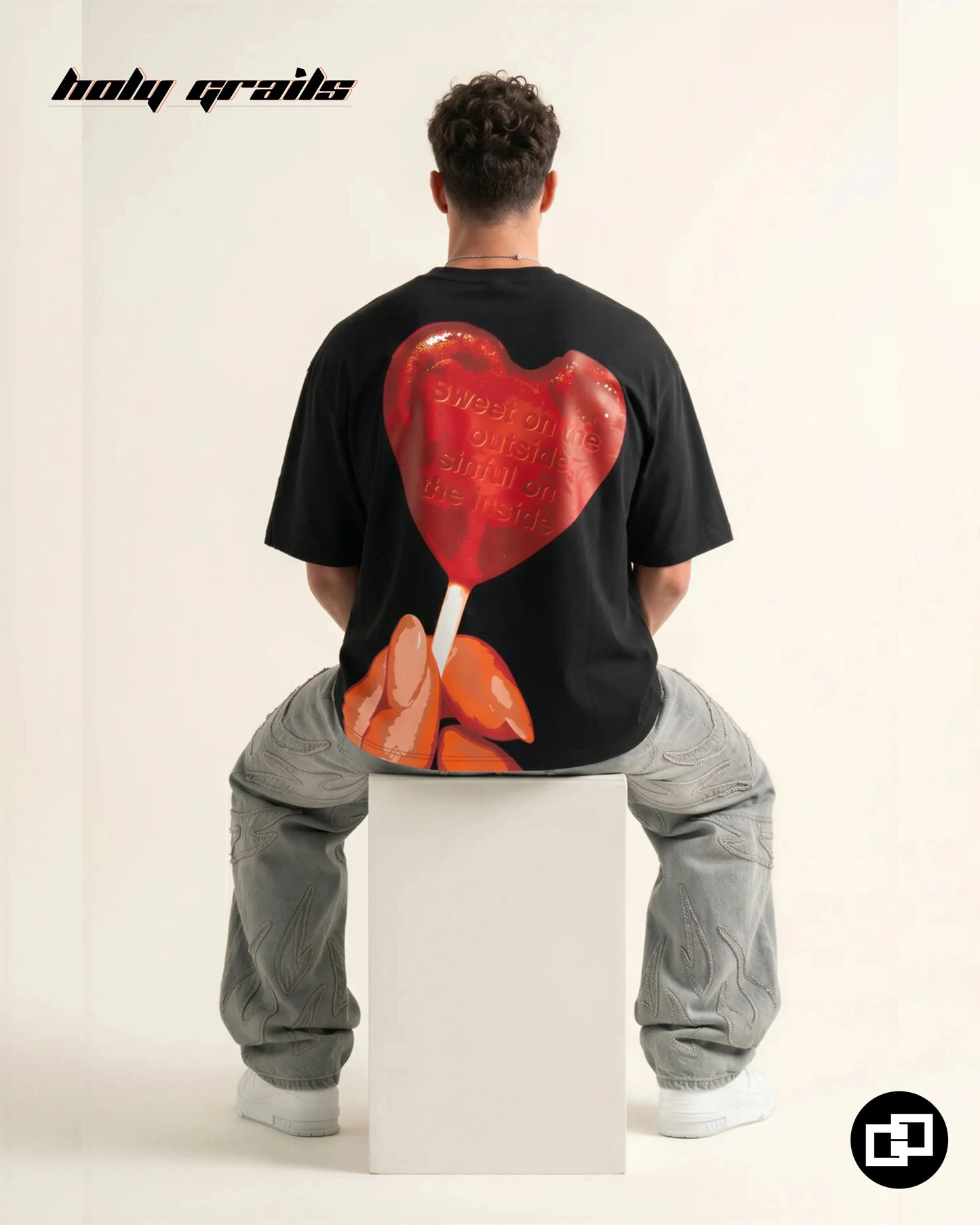 Sinful Delight Black Oversize Tee HG x Grey Hound