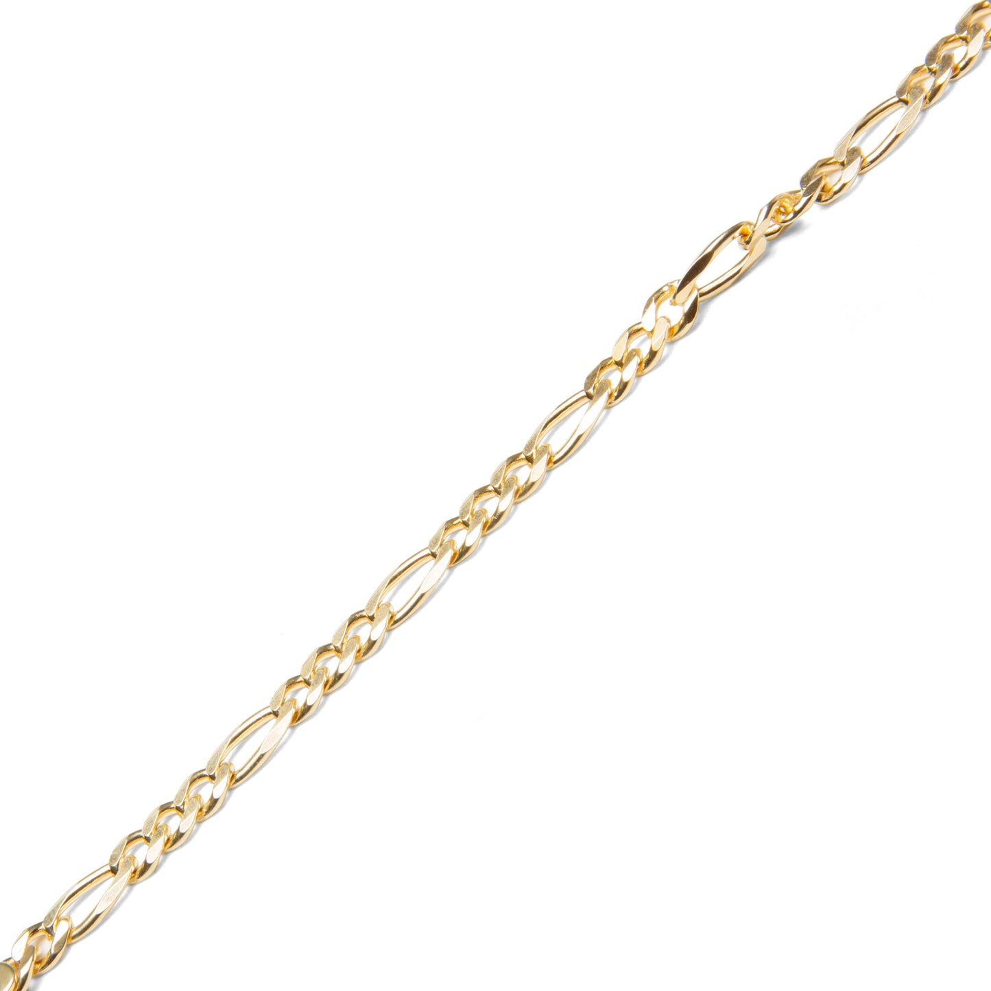 Figaro Bracelet Thick Gold 925 Sterling Silver 9K Gold