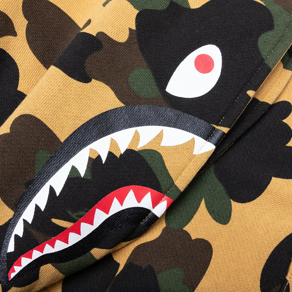 Kids 1ST Camo Patch Print Shark Zip Hoodie Yellow