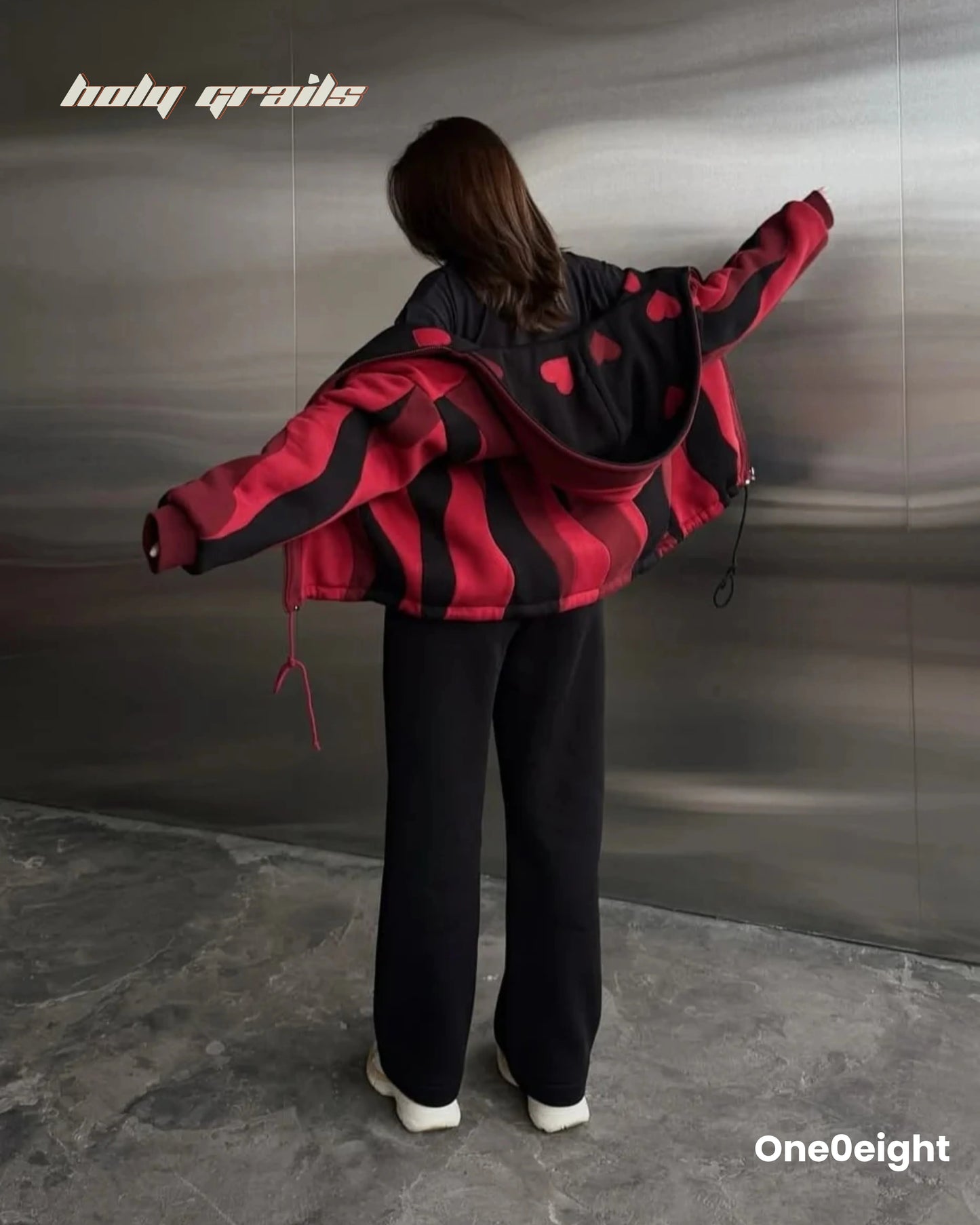 Heart on Fire Reversible Zipper Hoodie HG x One0eight