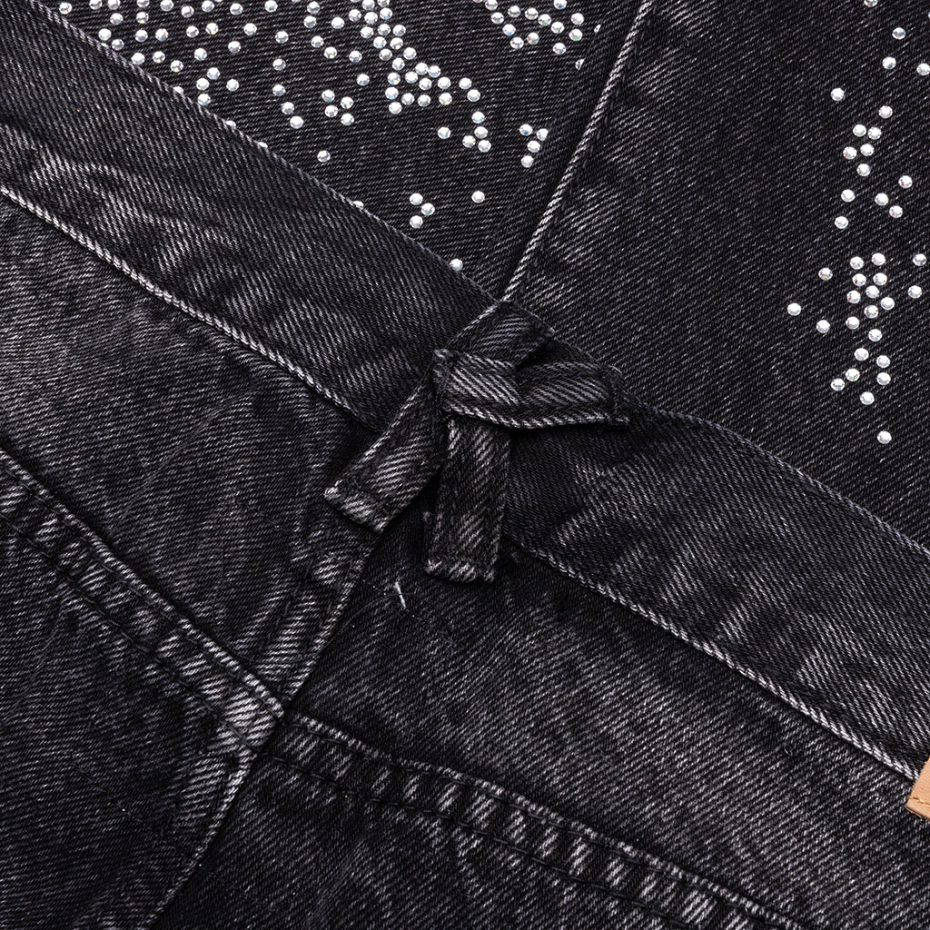 Rhinestone Face Jeans Black