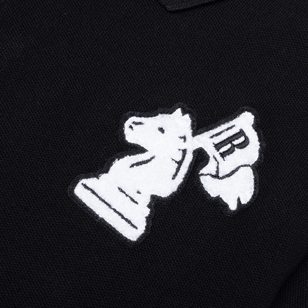 Pique Boxy Polo Shirt Black White