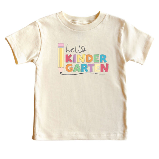 Hello New Grade Pencil Kids Graphic Tee | Natural