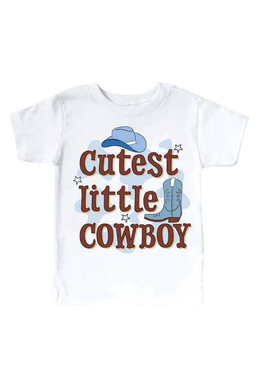 Cutest Little Cowboy Graphic Bodysuit & Kids Tee | White
