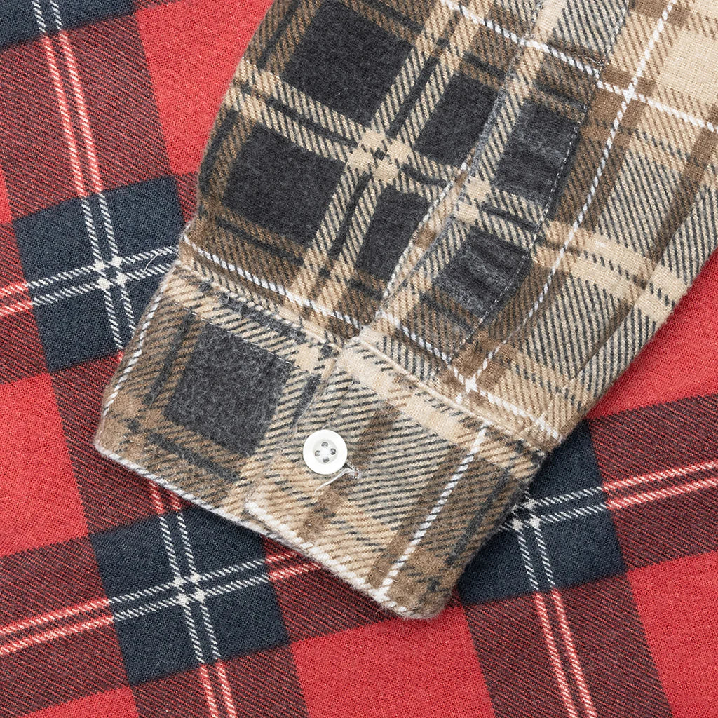 Ribbon Wide Flannel Shirt Assorted