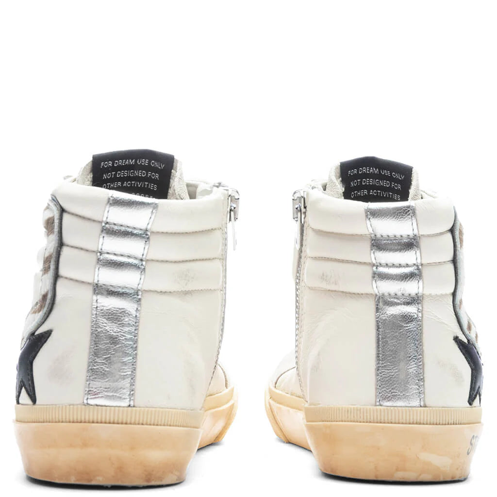 Womens Slide Leather Star Beige Black Silver