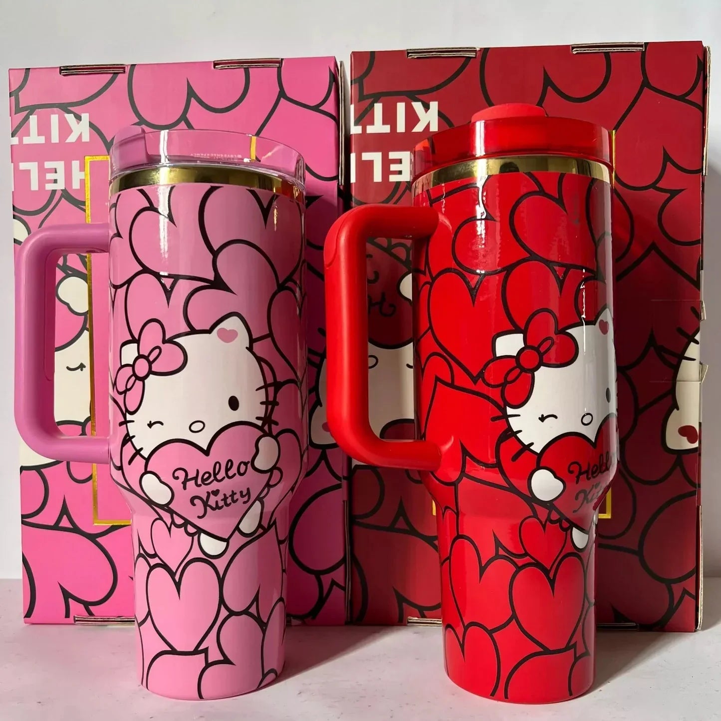 Copo Térmico Hello Kitty Coração 12L Inox com Tampa Hermética