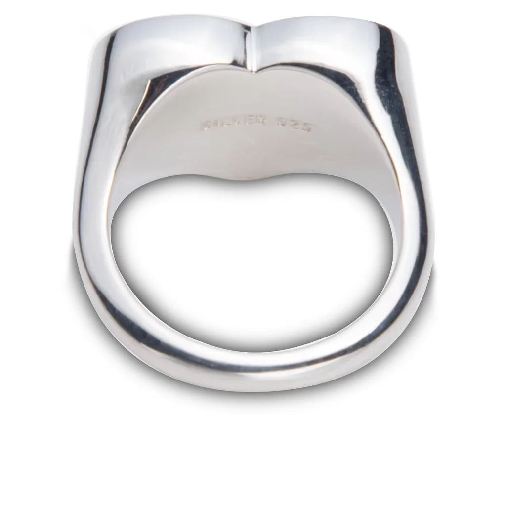 Heart Silver Ring Red