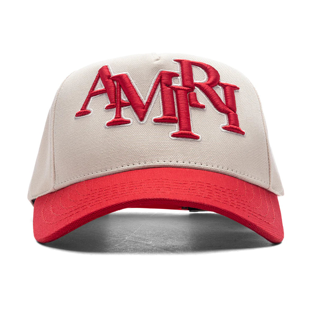 Staggered Amiri Canvas Hat Alabaster Red