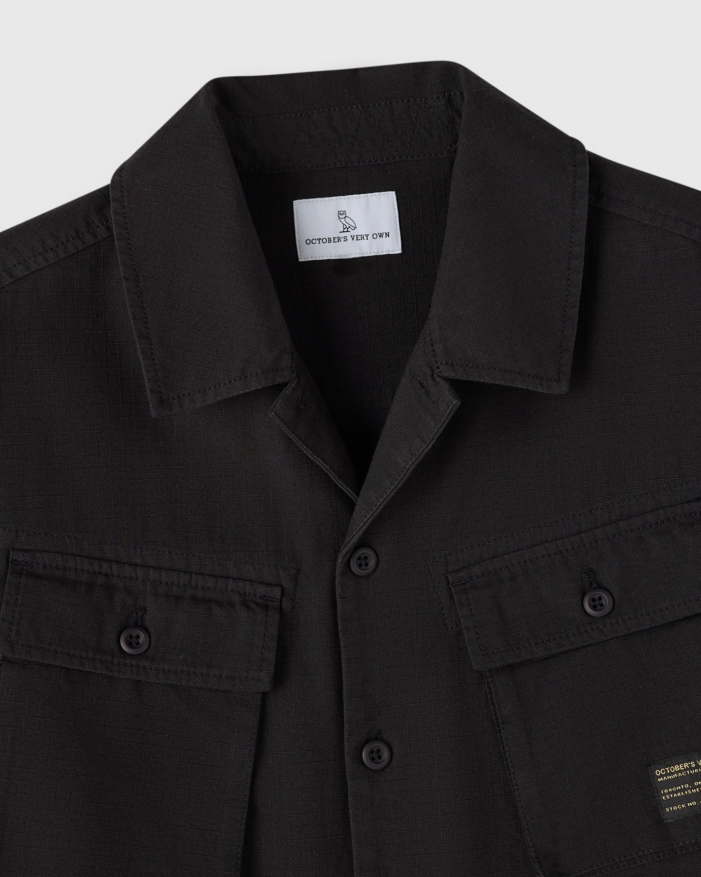Linen Ripstop Camp Shirt Black