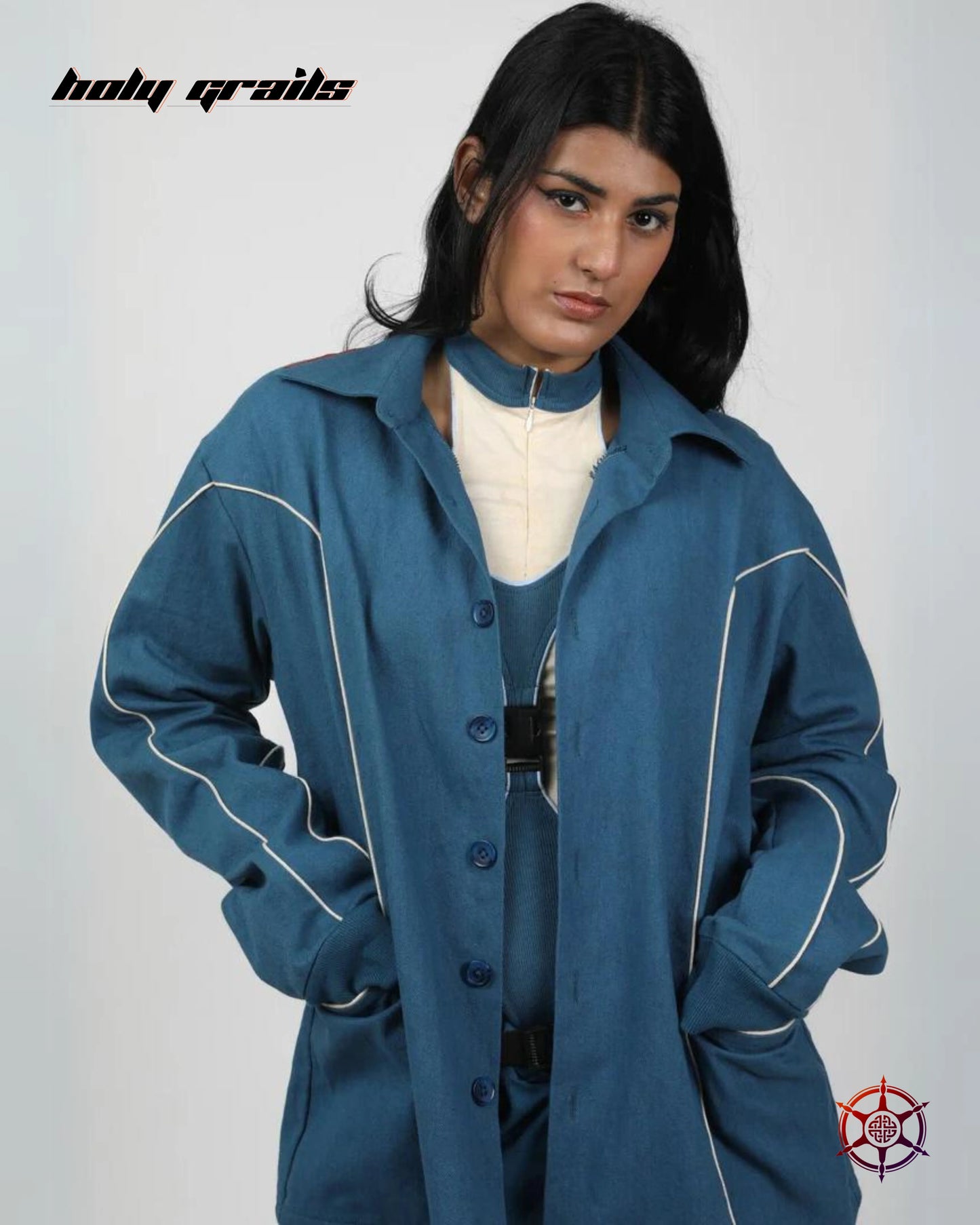 Sapphire Cream Piped Shacket HG x Duskin