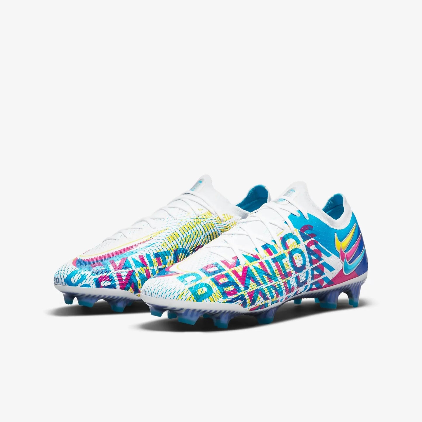Nike Phantom GT Elite 3D FG Firm Ground Soccer Cleats Chlorine Blue Opti Yellow White Pink Blast