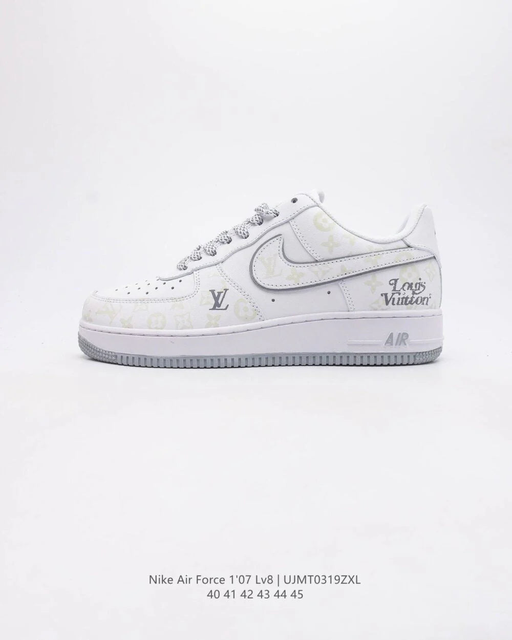 Louis Vuitton x Nike Air Force 1 Monogram Grey Frost Edition Custom