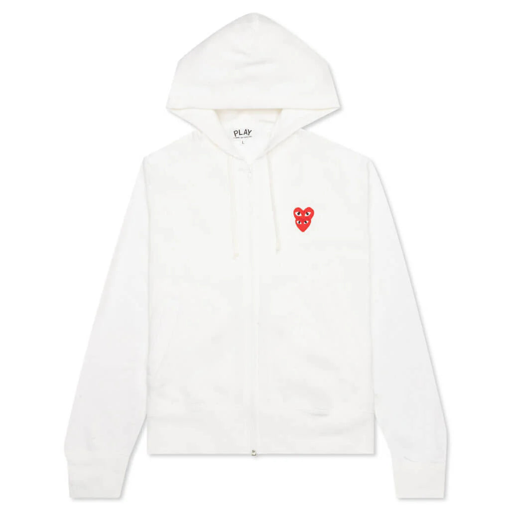 Womens Stacked Heart Hooded Sweatshirt White