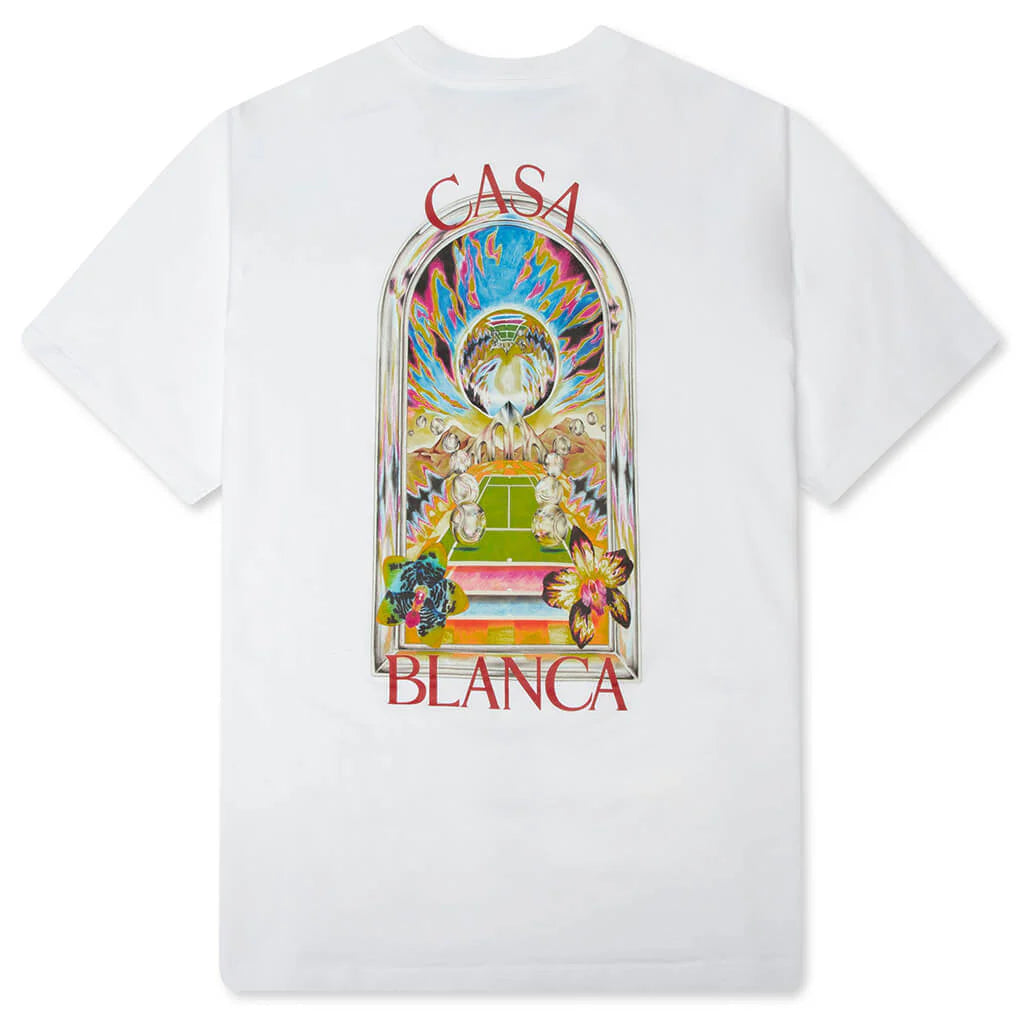 Tennis Landscape Classic Orchid Court T Shirt Bright White