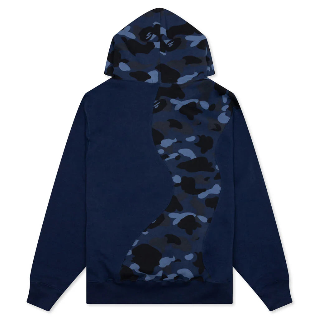 Color Camo College Cutting Relaxed Fit Hoodie Navy