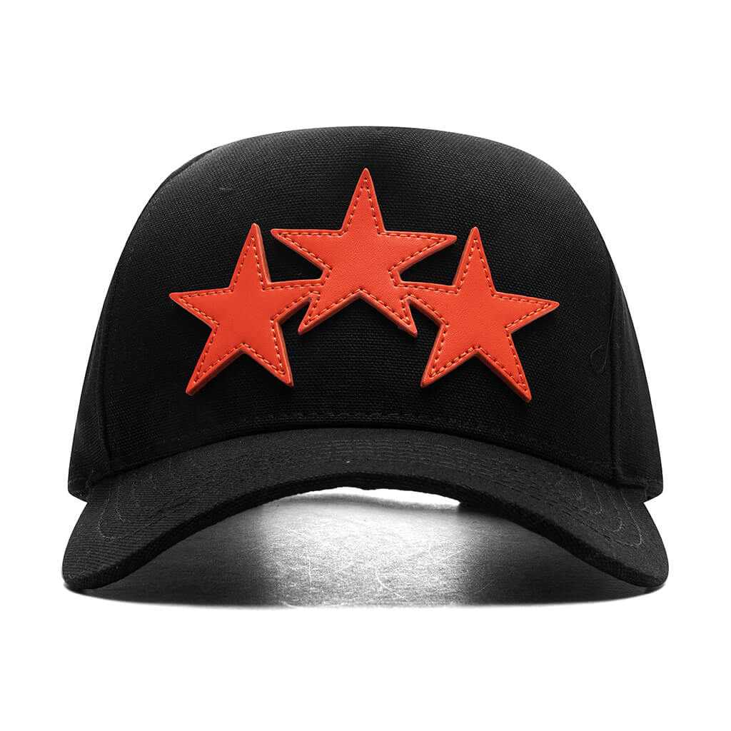 3 Star Canvas Hat Black Orange