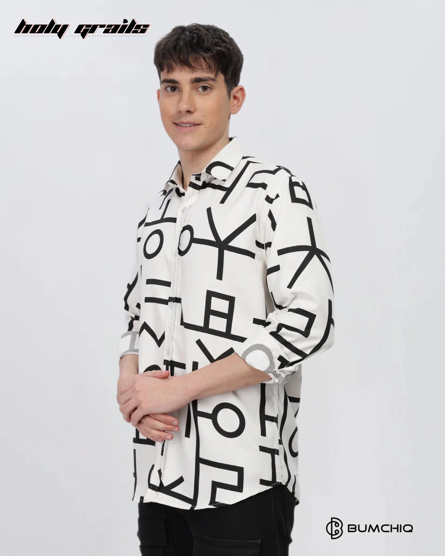 Black Abstract White Shirt HG x Bumchiq