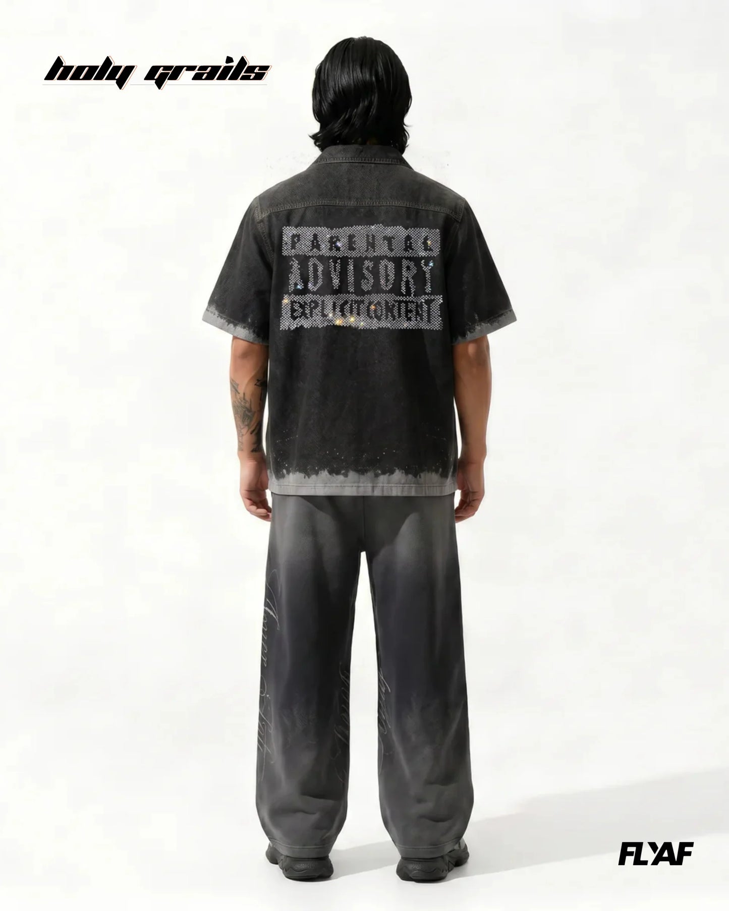 Black Advisory Denim Half Sleeve Shirt HG x FLYAF
