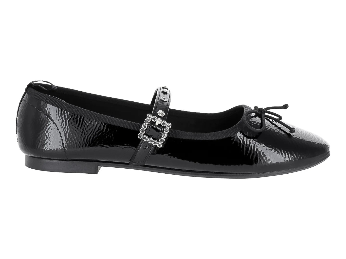 Zapatos Planos Luna Rosa Negros de Charol para Mujer