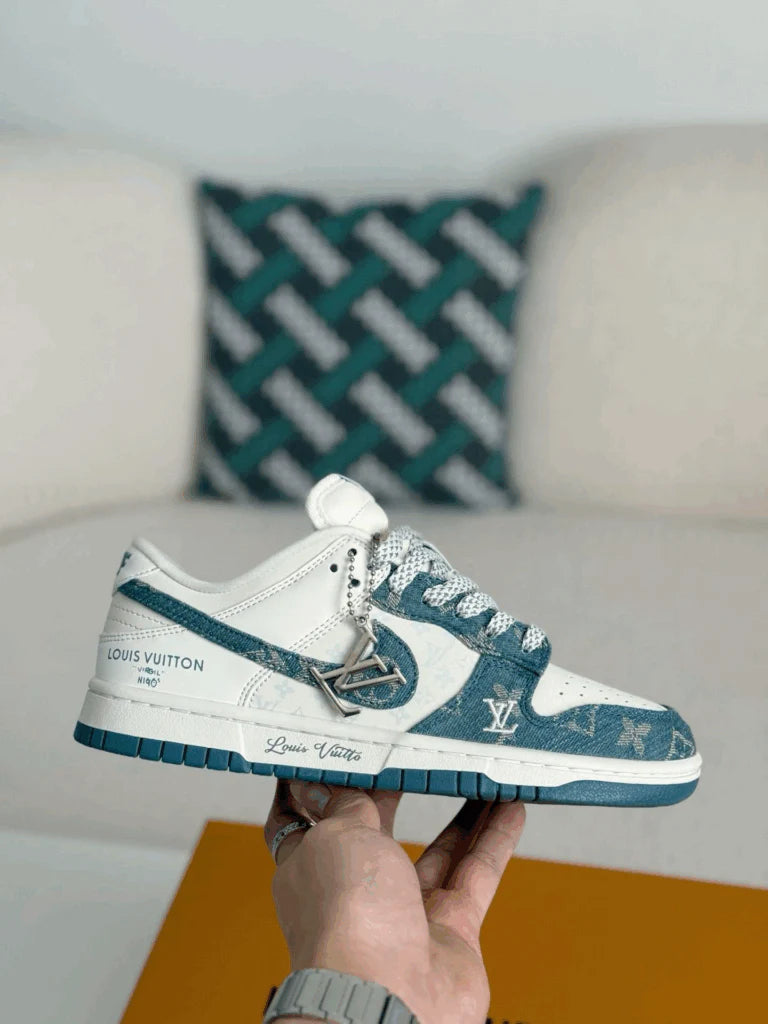 Nike Air Jordan 1 x LV Blue Monogram Denim Edition Dunk Low Custom