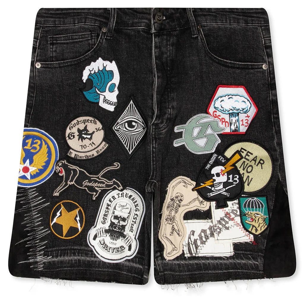 Patchwork Denim Shorts V2 Black