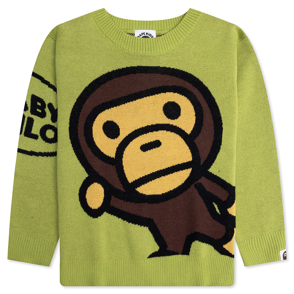 Kids Big Baby Milo Cotton Knit Sweater Green
