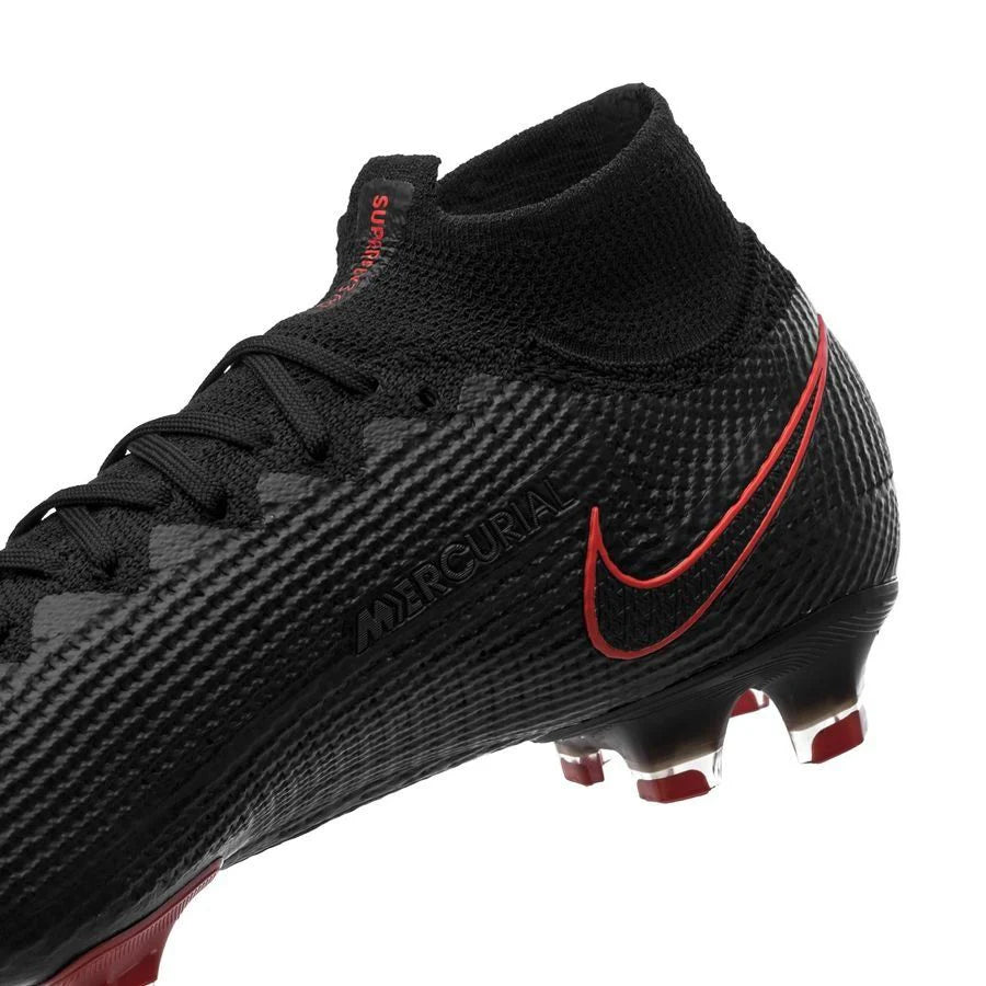 Nike Mercurial Superfly 7 Elite FG Firm Ground Mens Soccer Cleats Black Chile Red Dark Smoke Grey