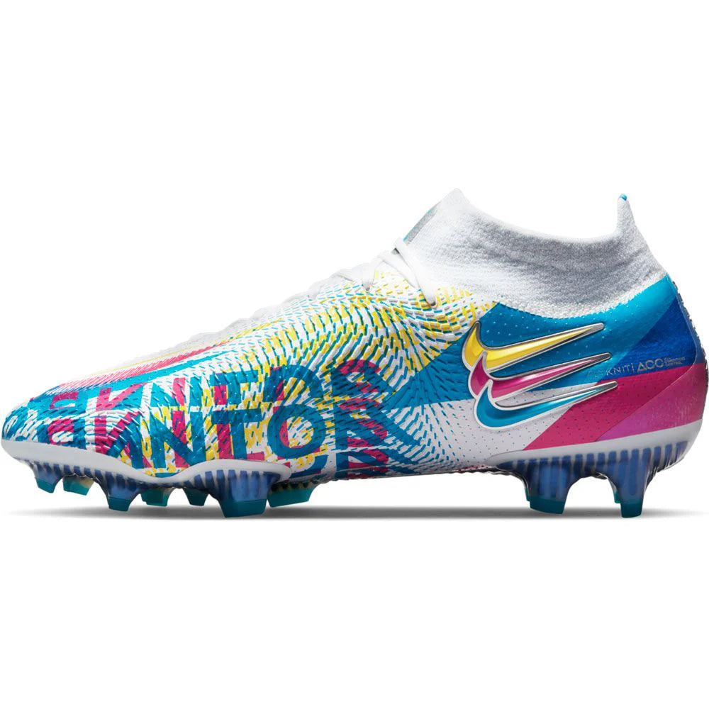 Nike Phantom GT Elite 3D FG Firm Ground Soccer Cleats Chlorine Blue Pink Blast Opti Yellow