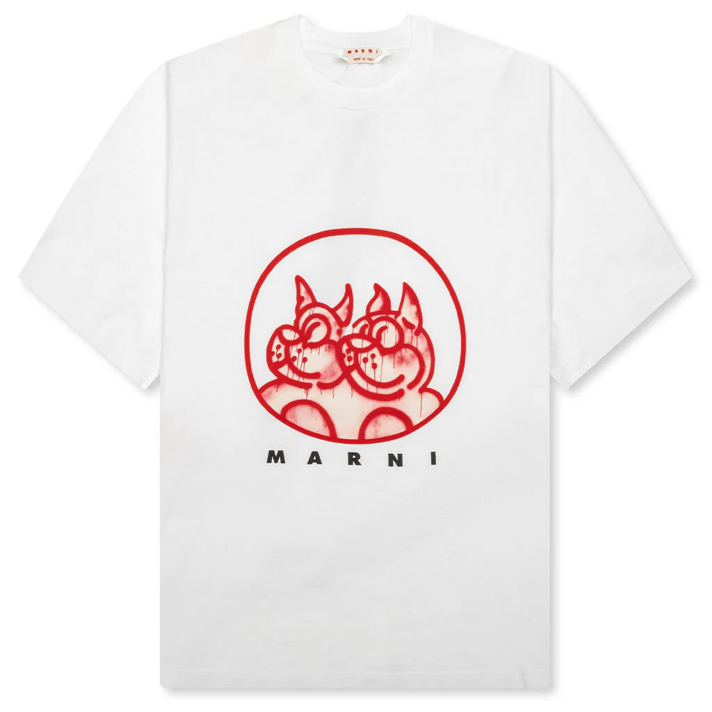 Slawn Printed Cotton T Shirt Lily White