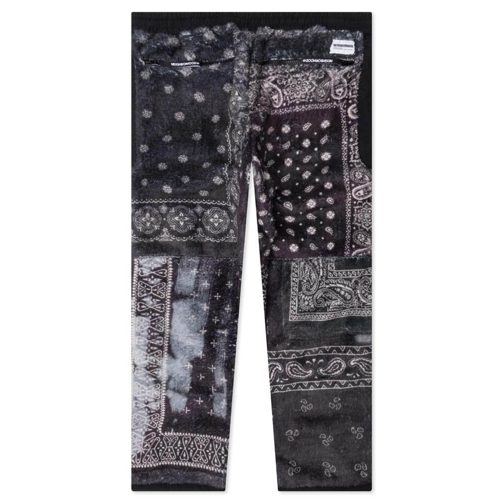 Bandana Pattern Fleece Pants Black