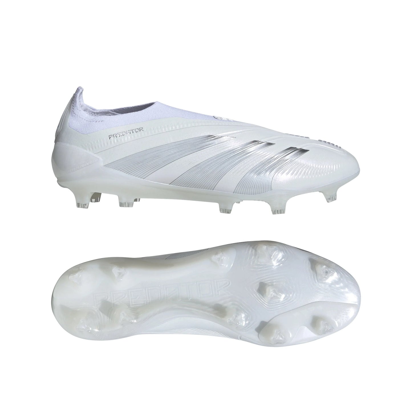 adidas Predator Elite Laceless FG Firm Ground Soccer Cleats White Silver Metallic White