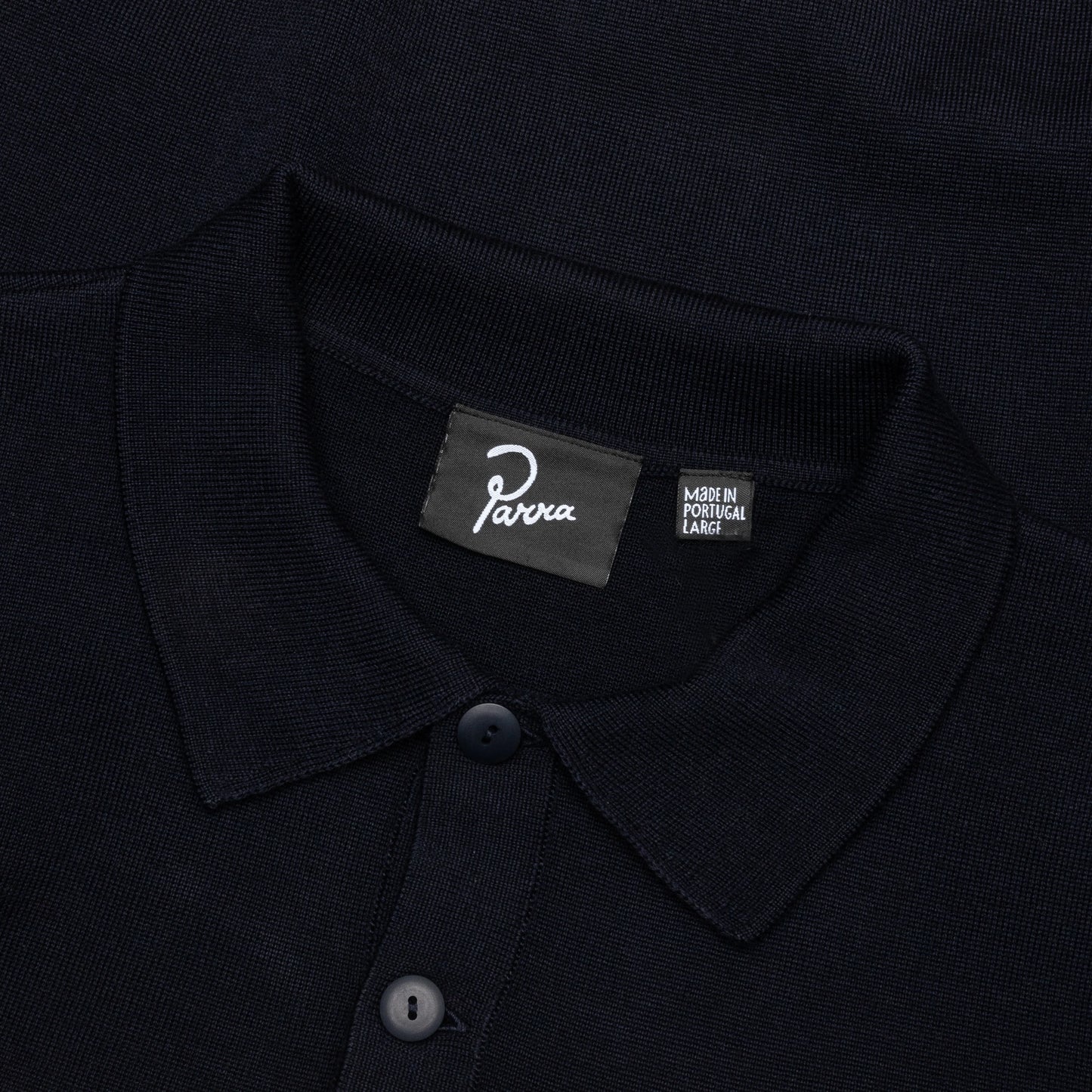 Flower Blob Knitted Polo Shirt Midnight Blue