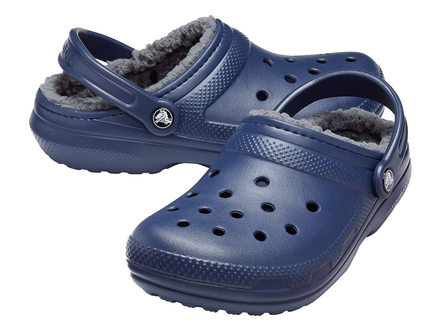 Zuecos Crocs Classic Fuzz Lined Azul Marino y Gris para Hombre