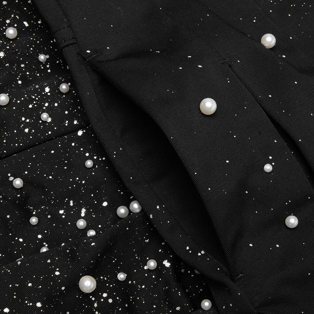 Pearl Pleated Wide Shorts Black