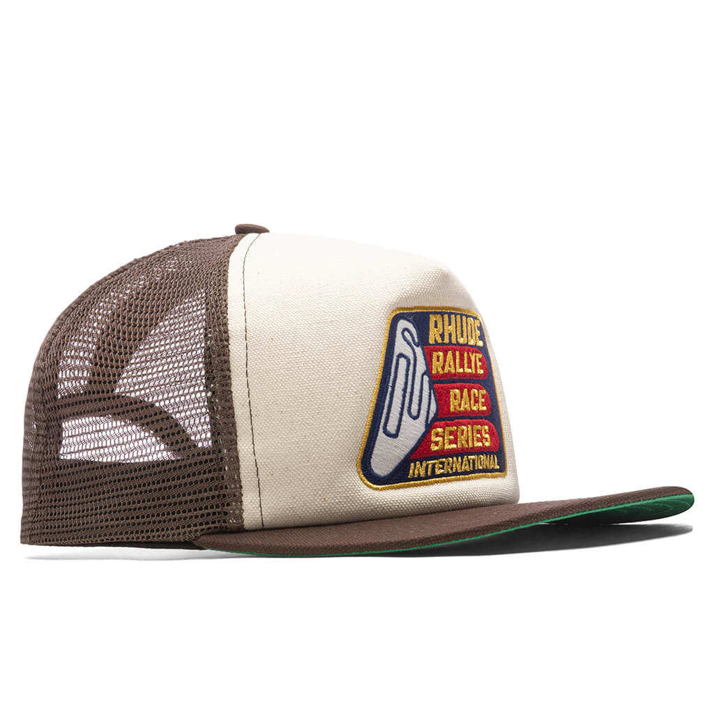 Race Series Washed Trucker Hat Brown
