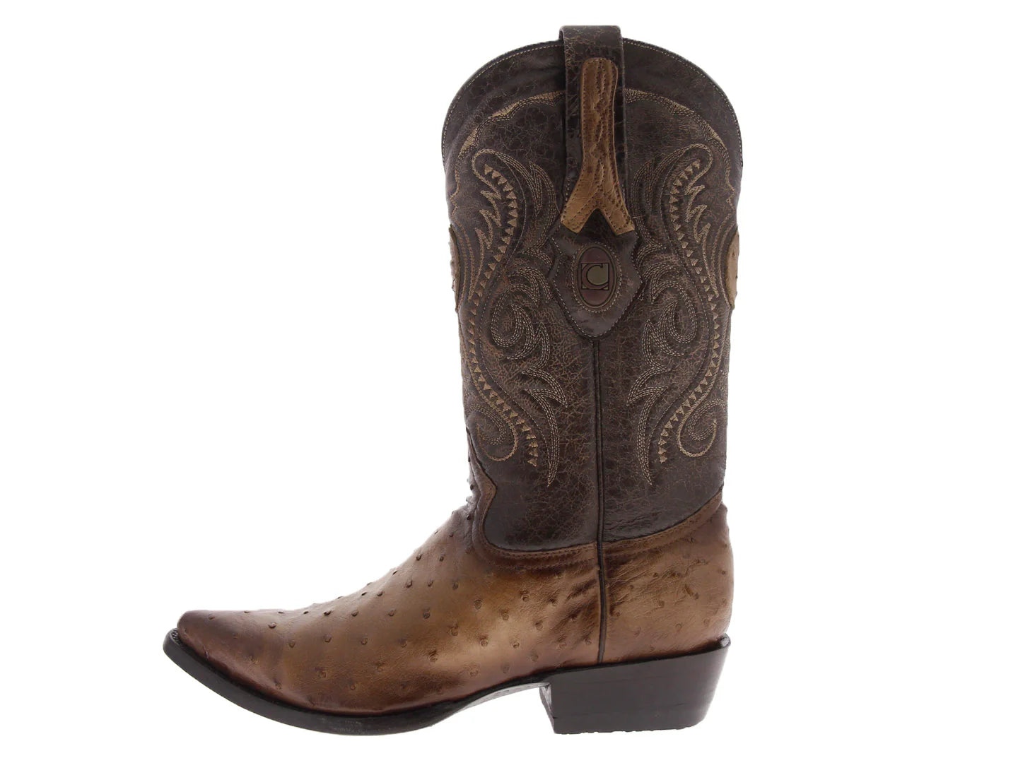 Botas Vaqueras Cuadra de Piel de Avestruz Color Orix