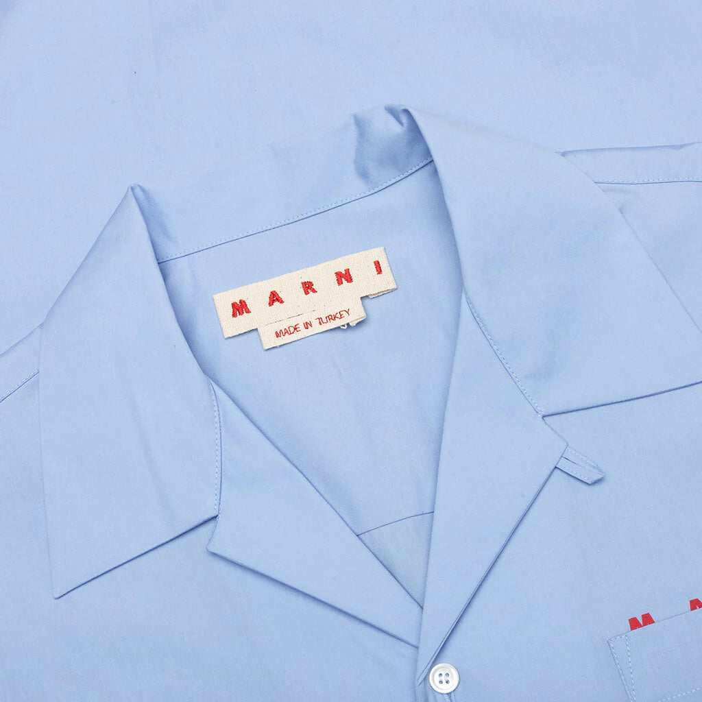Boxy Fit Logo Bowling Shirt Iris Blue