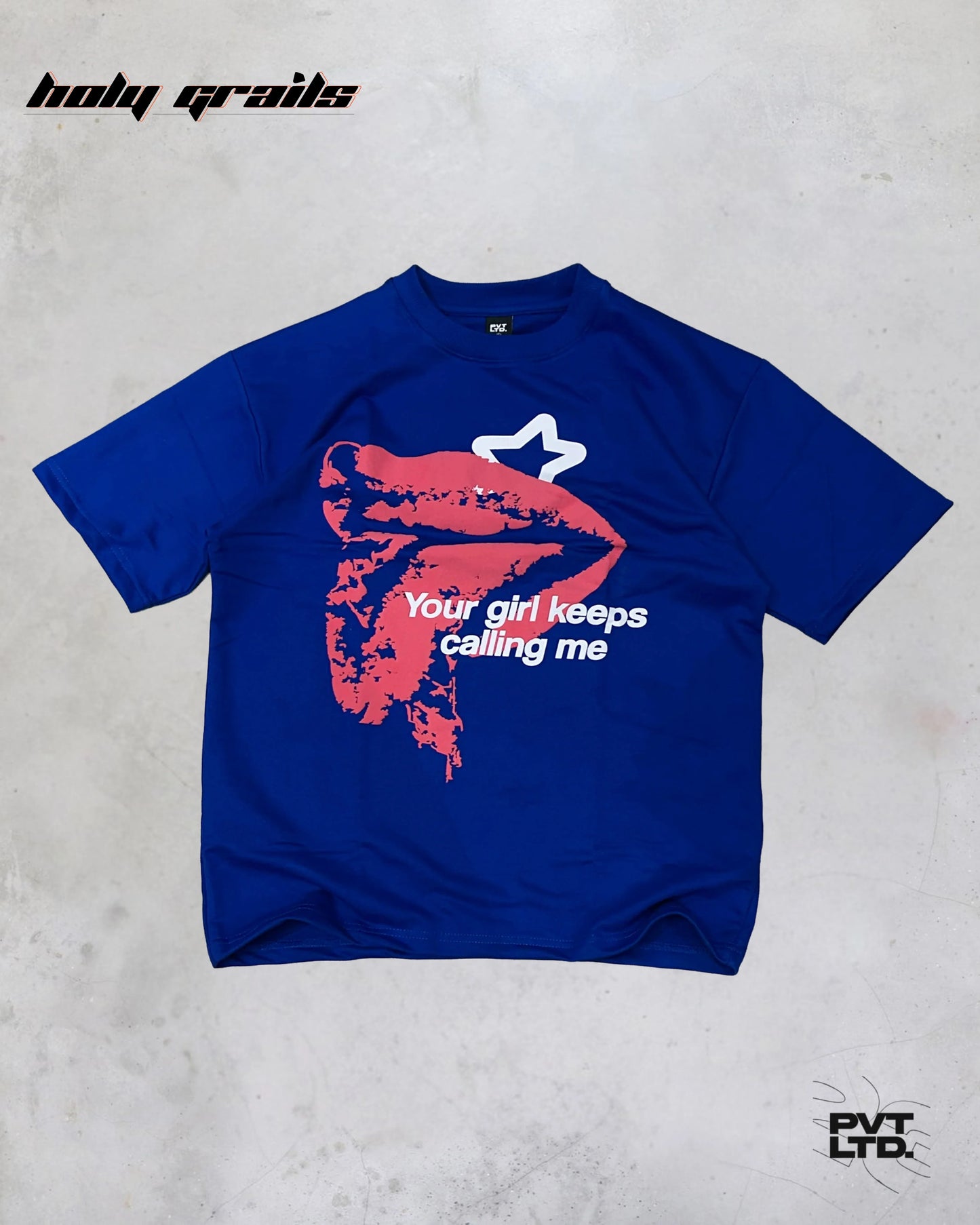Your Girl Keeps Calling Blue Oversize Tee HG x Pvt Ltd