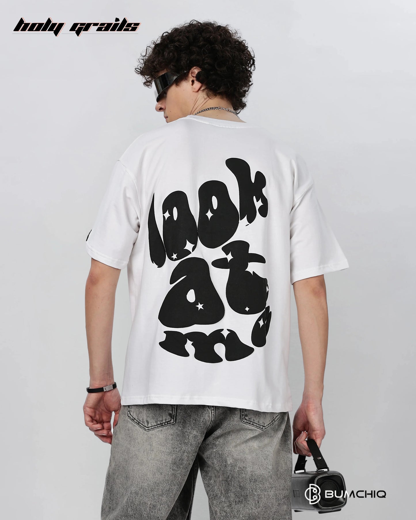 Look At Me White Oversize Tee HG x Bumchiq
