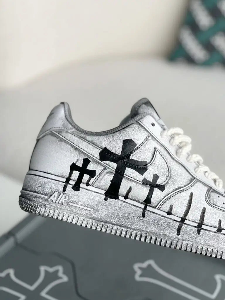 Chrome Hearts x Nike Air Force 1 White Grey Sneakers